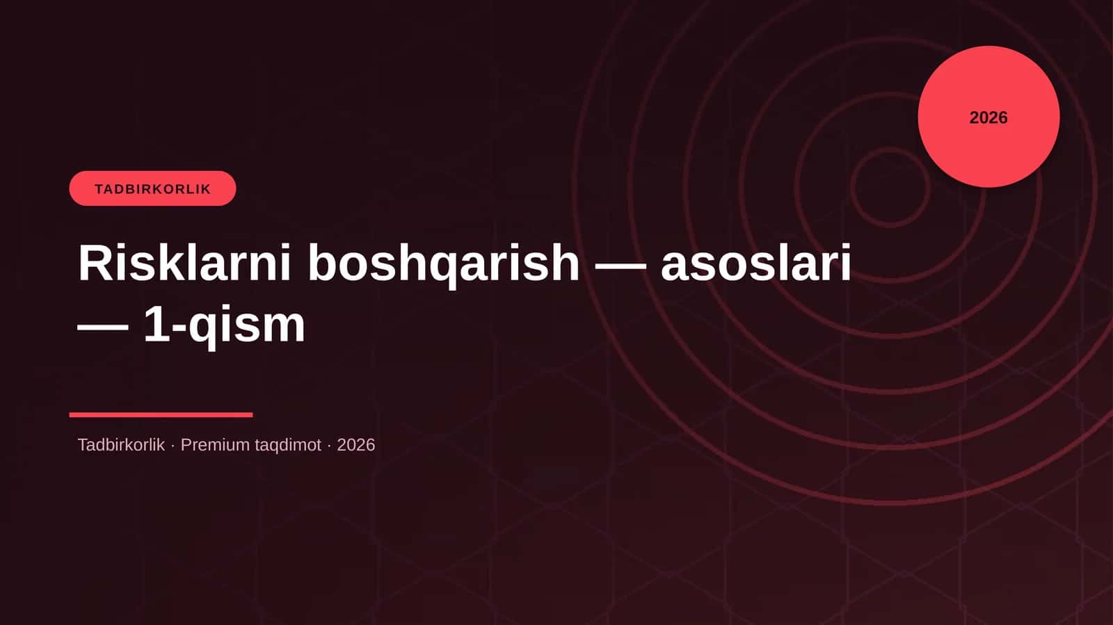 Risklarni boshqarish — asoslari — 1-qism