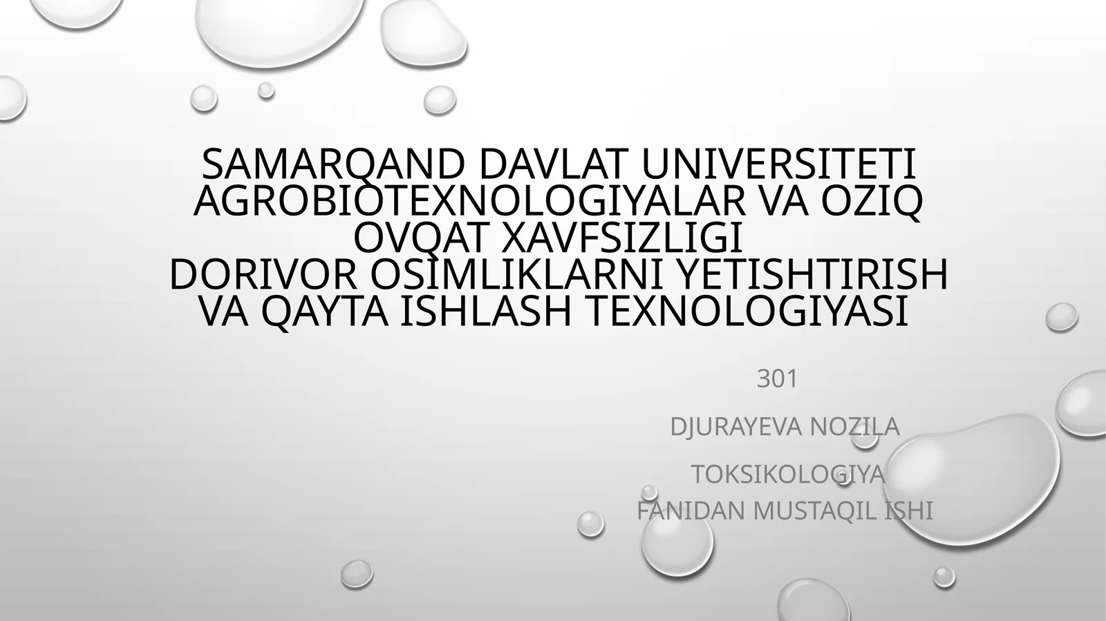 Dorivor osimliklarni yetishtirish va qayta ishlash texnologiyasi