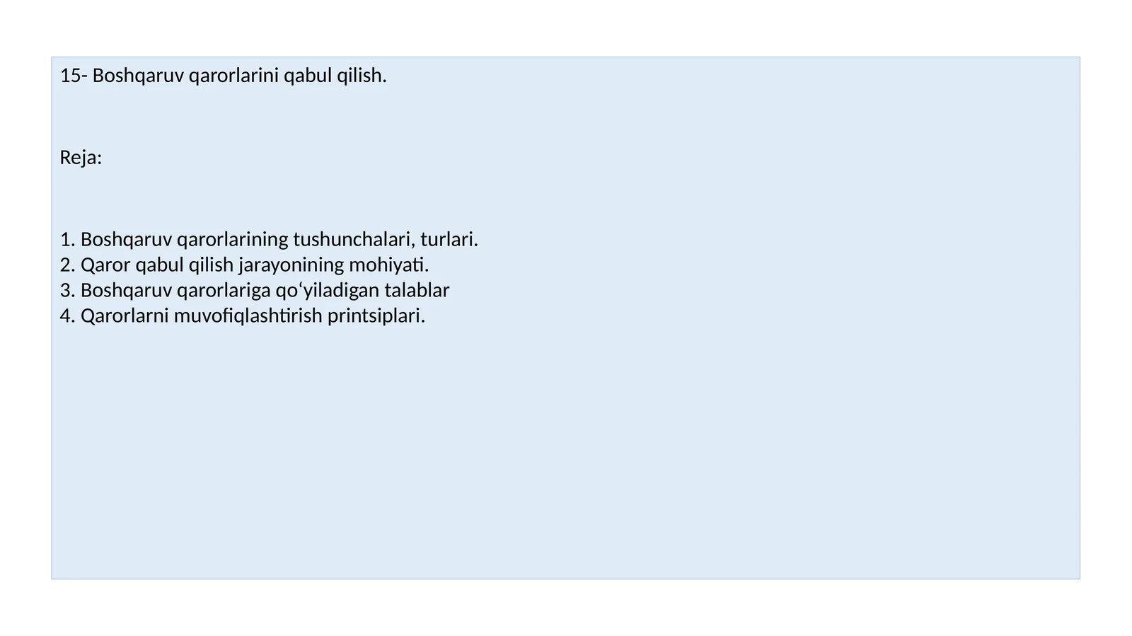 Boshqaruv qarorlarini qabul qilish