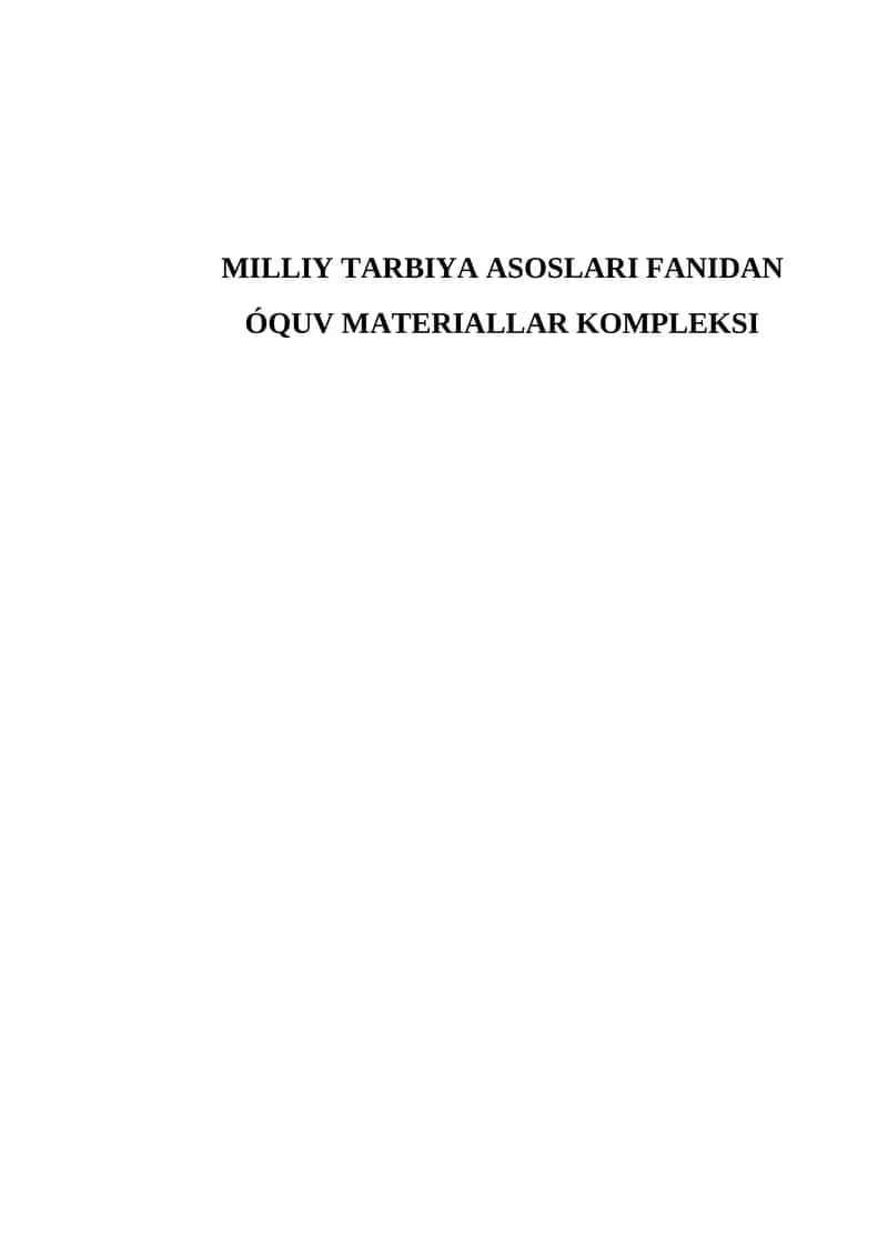 Milliy tarbiya asoslari fanidan
