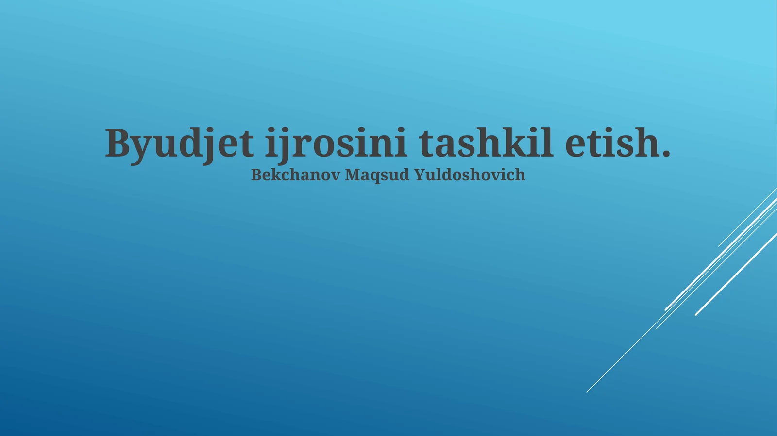 Byudjet ijrosini tashkil etish