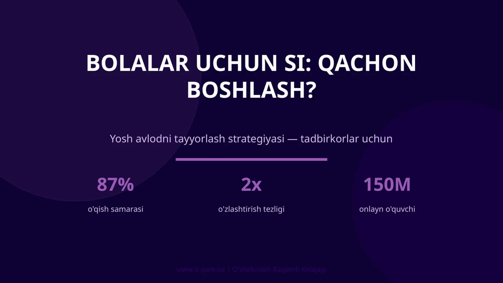 Bolalar uchun SI: QACHON BOSHLASH?