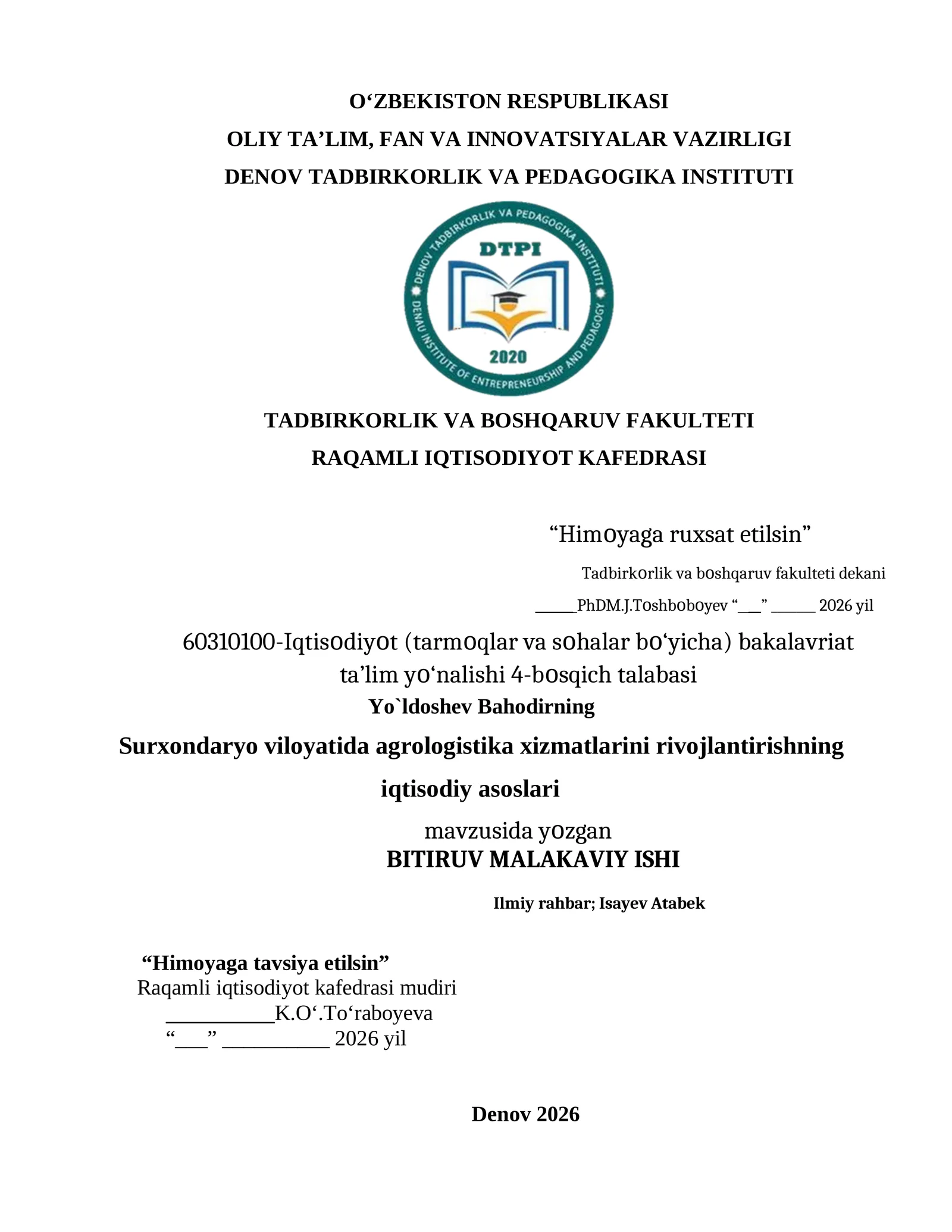 Agrologistika xizmatlarini rivojlantirishning iqtisodiy asoslari
