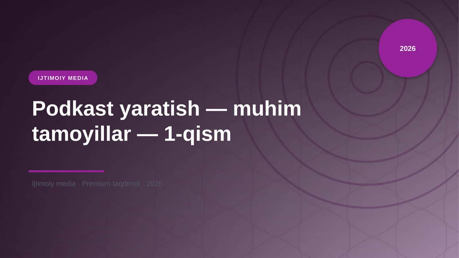 Podkast yaratish — muhim tamoyillar — 1-qism