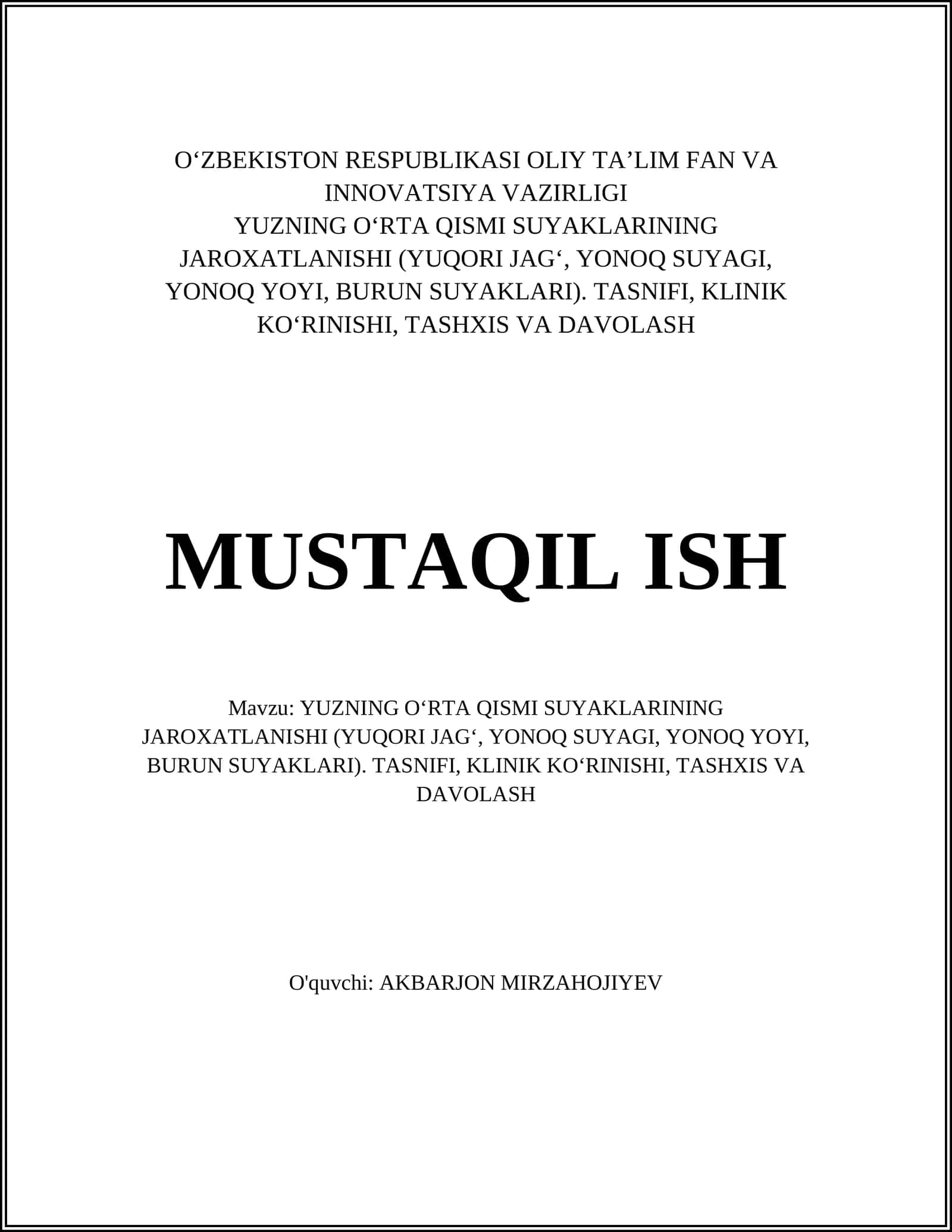 Yuqori jag‘ suyaklarining jarohatlanishi
