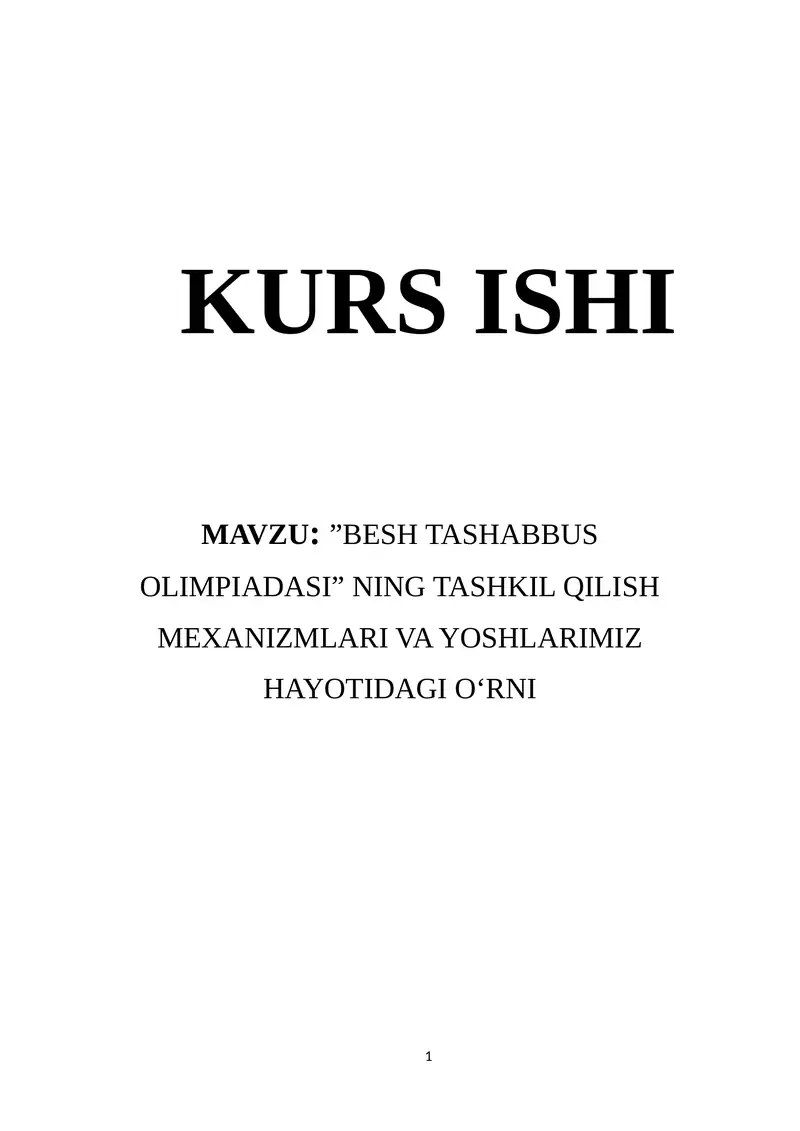 Besh Tashabbus Olimpiadasi Mexanizmlari
