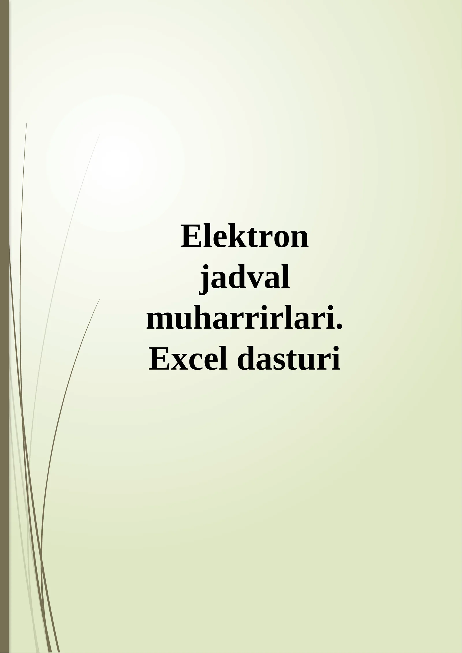 Elektron jadval muharrirlari. Excel dasturi