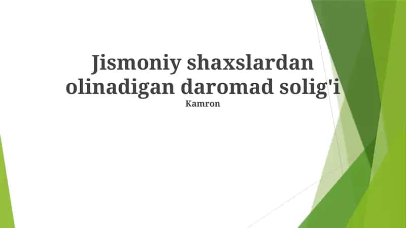 Daromad Soliqlarini O'rganish