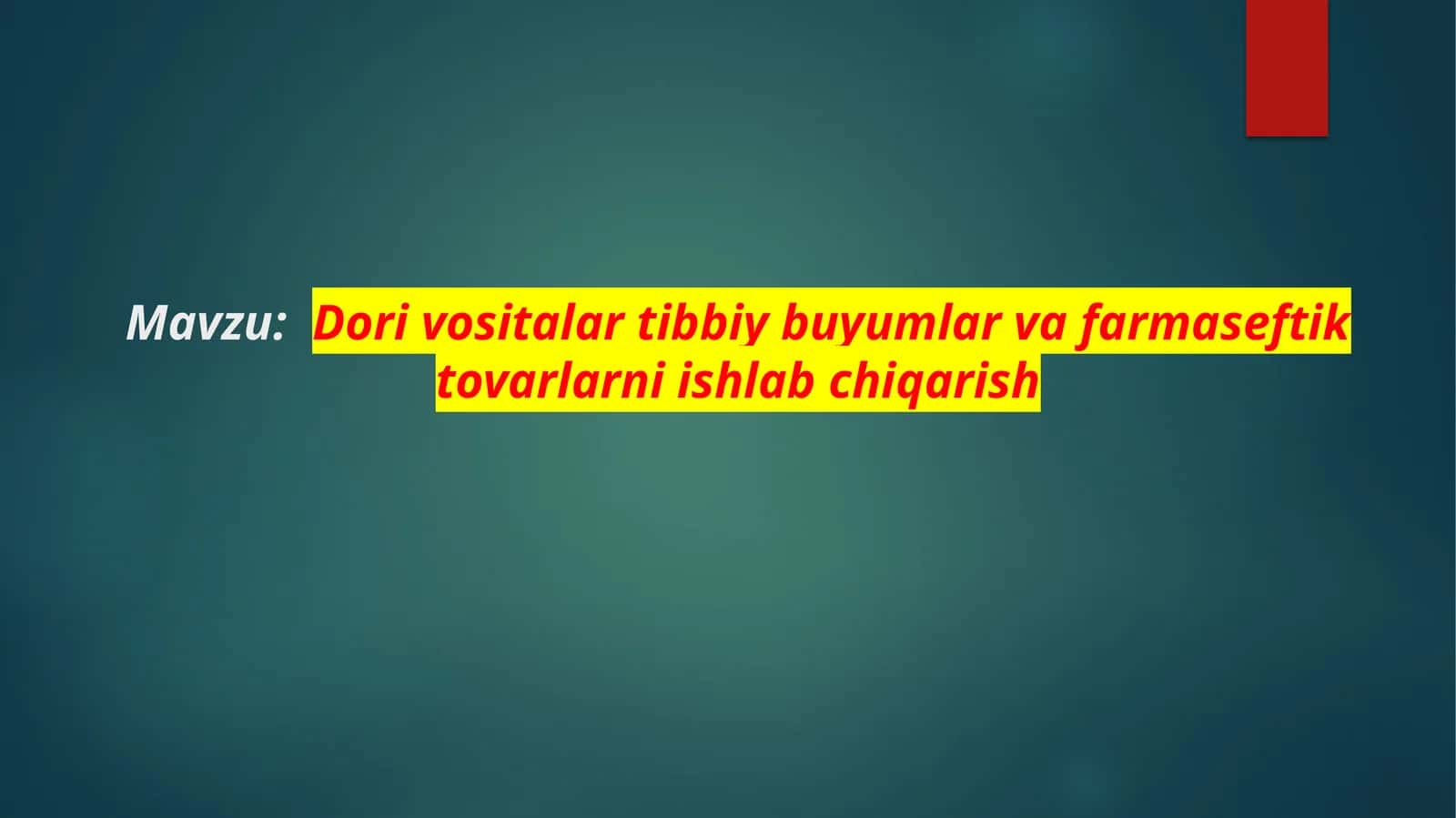 Dori vositalar Tibbiy Buyumlar va Farmasevtik Tovarlar