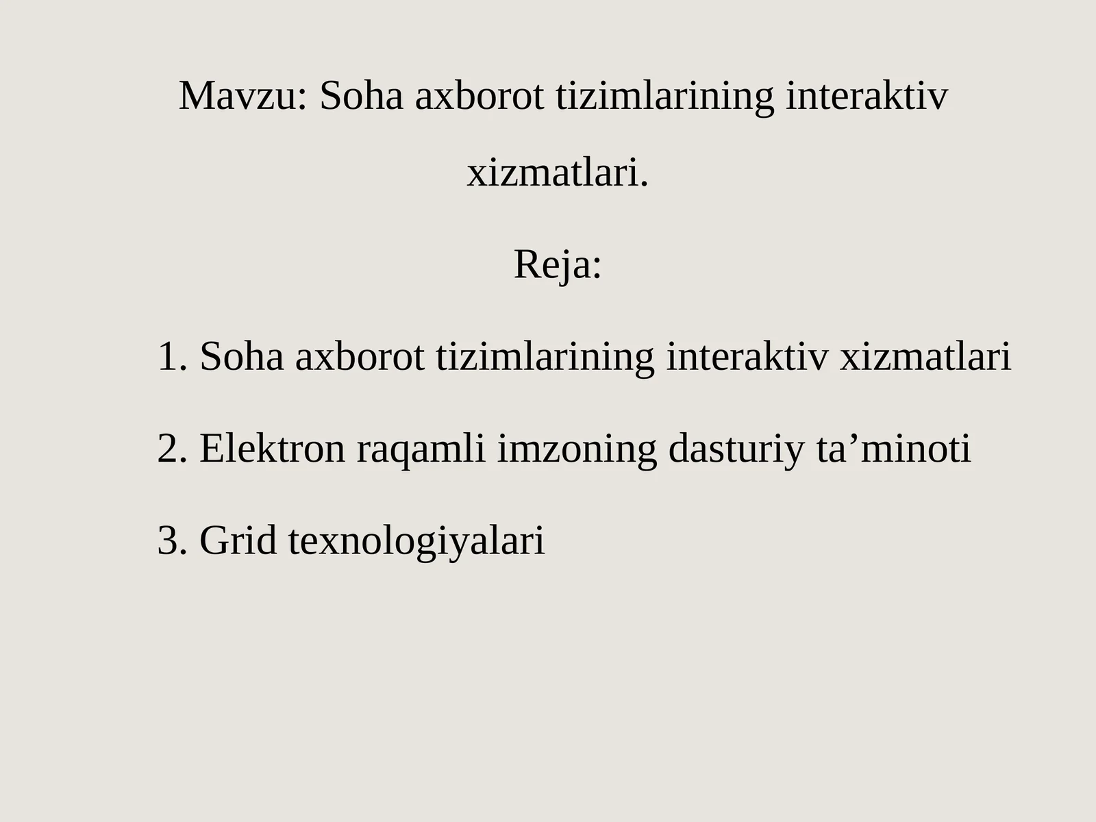 Soha axborot tizimlarining interaktiv xizmatlari