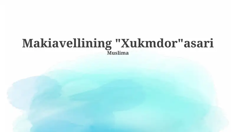Makiavellining "Xukmdor"asari