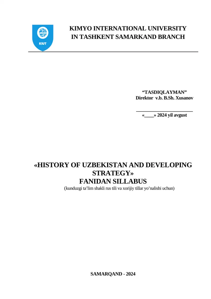HISTORY OF UZBEKISTAN AND DEVELOPING STRATEGY