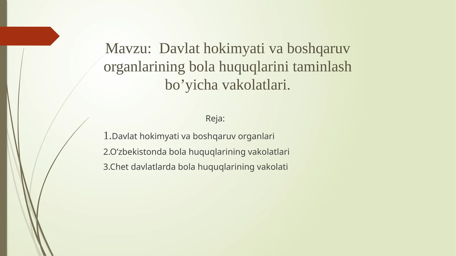 Davlat hokimyati va boshqaruv organlarining bola huquqlarini taminlash bo’yicha vakolatlari