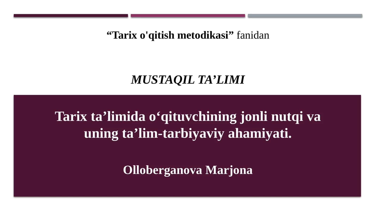 Tarixo'qitishmetodikasi