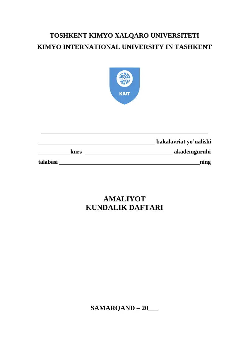 AMALIYOT KUNDALIK DAFTARI