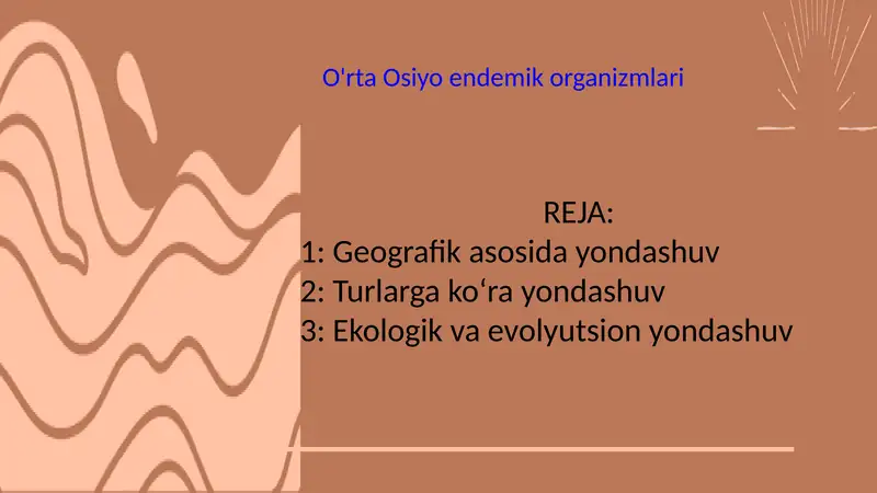 O'rta Osiyo endemik organizmlari