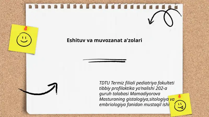 Mamadiyorova Masturaning gistalogiya, sitologiya va embriologiya fanidan mustaqil ishi