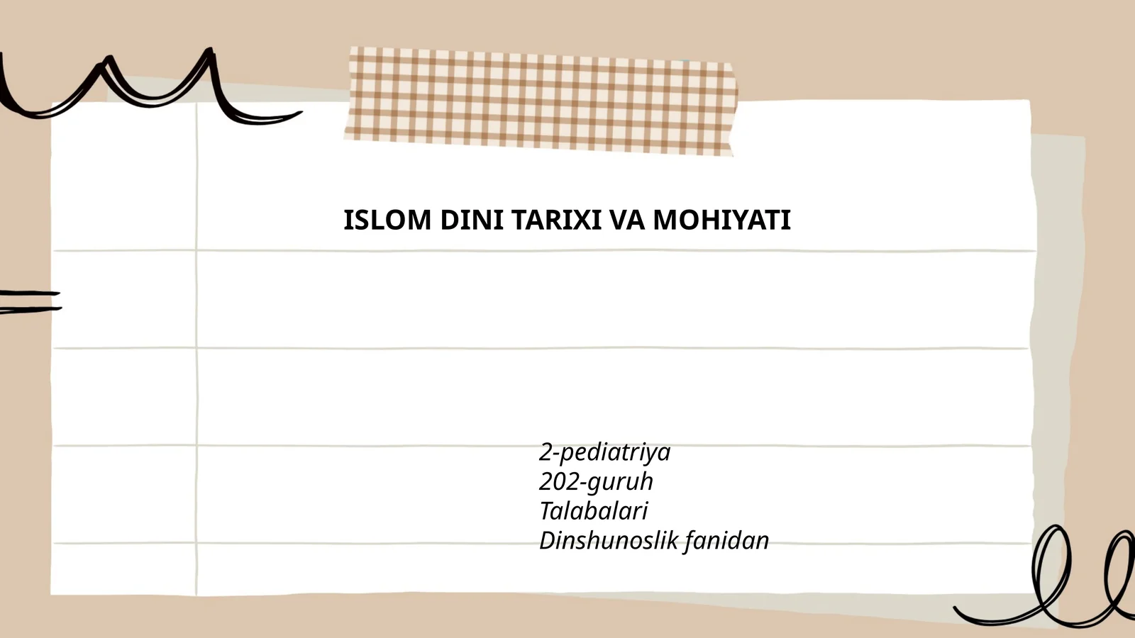 ISLOM DINI TARIXI VA MOHIYATI