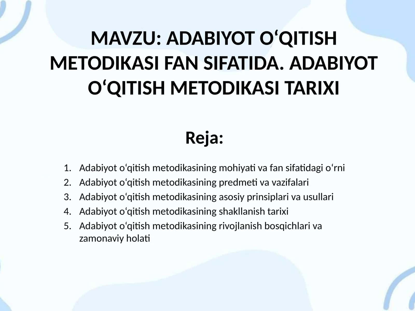 ADABIYOT O‘QITISH METODIKASI FAN SIFATIDA. ADABIYOT O‘QITISH METODIKASI TARIXI