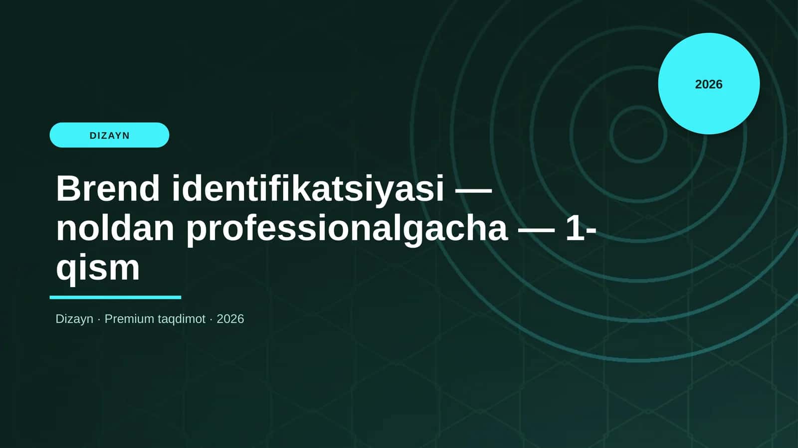 Brend identifikatsiyasi — noldan professionalgacha — 1-qism