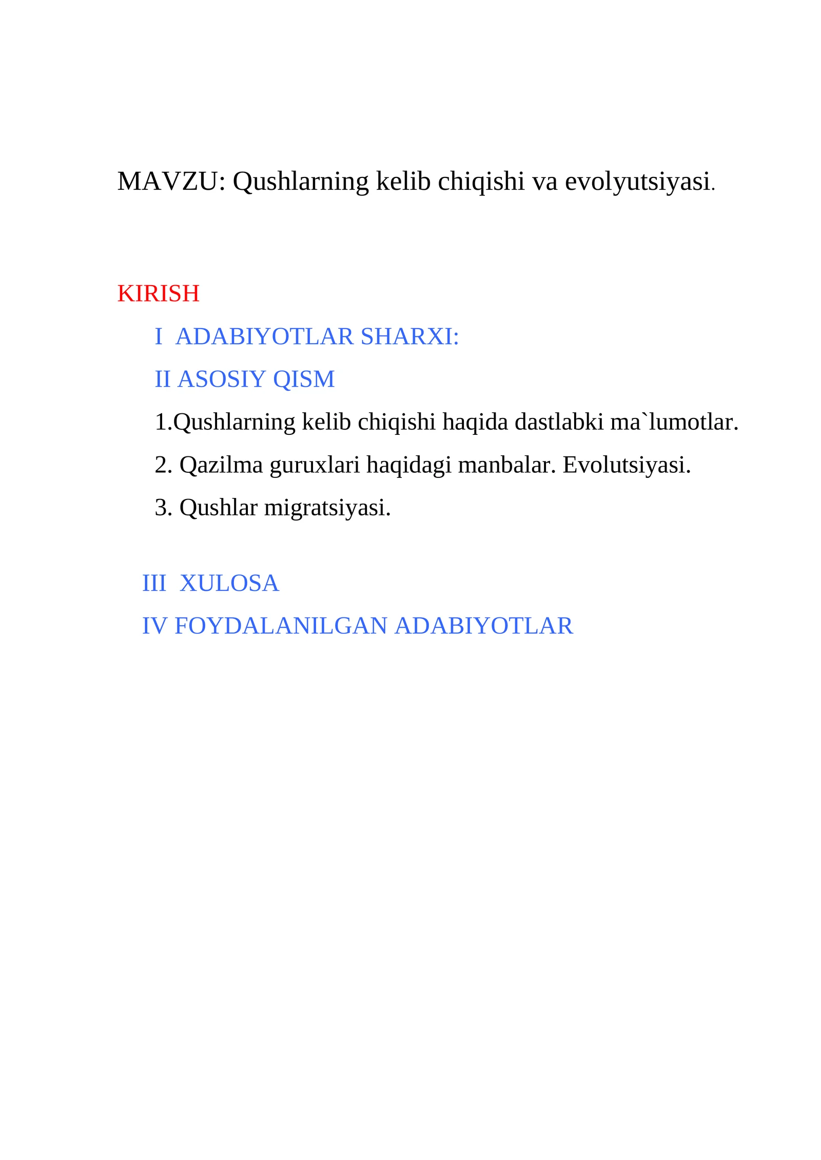 Qushlarning kelib chiqishi va evolyutsiyasi