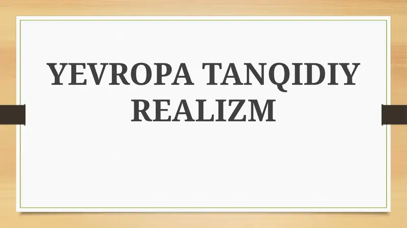 YEVROPA TANQIDIY REALIZM