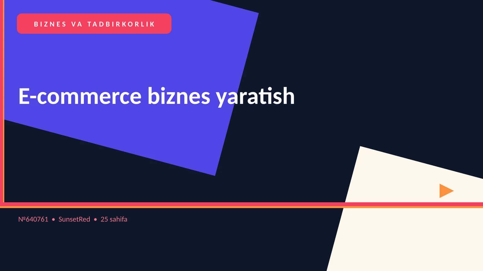 E-commerce biznes yaratish