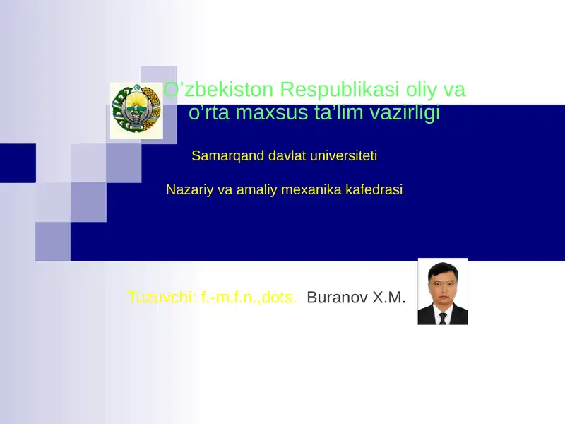QATTIQ JISMNING INERSIYA MOMENTLARI