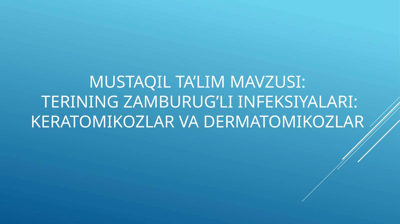 Terining zamburug'li infeksiyalari: Keratomikozlar va Dermatomikozlar