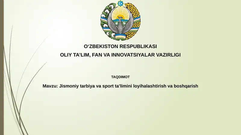 Jismoniy tarbiya va sport ta'limining asosiy yo'nalishlari
