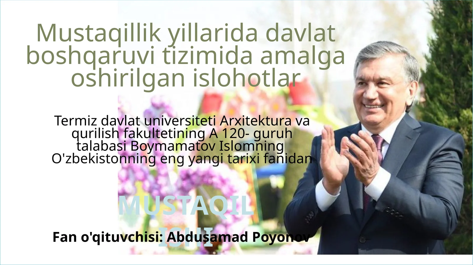O'zbekistonning eng yangi tarixi fani