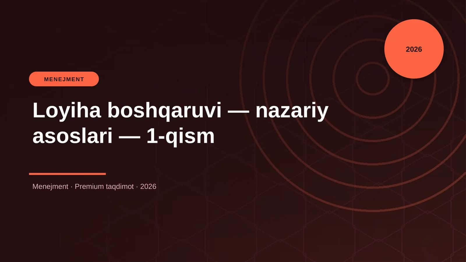 Loyiha boshqaruvi — nazariy asoslari — 1-qism