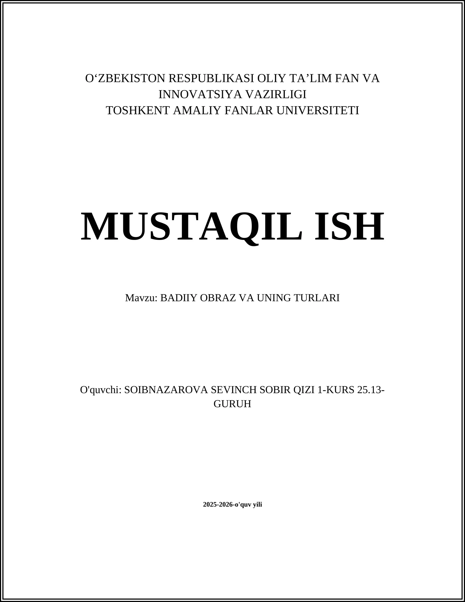Badiiy obraz va uning turlari
