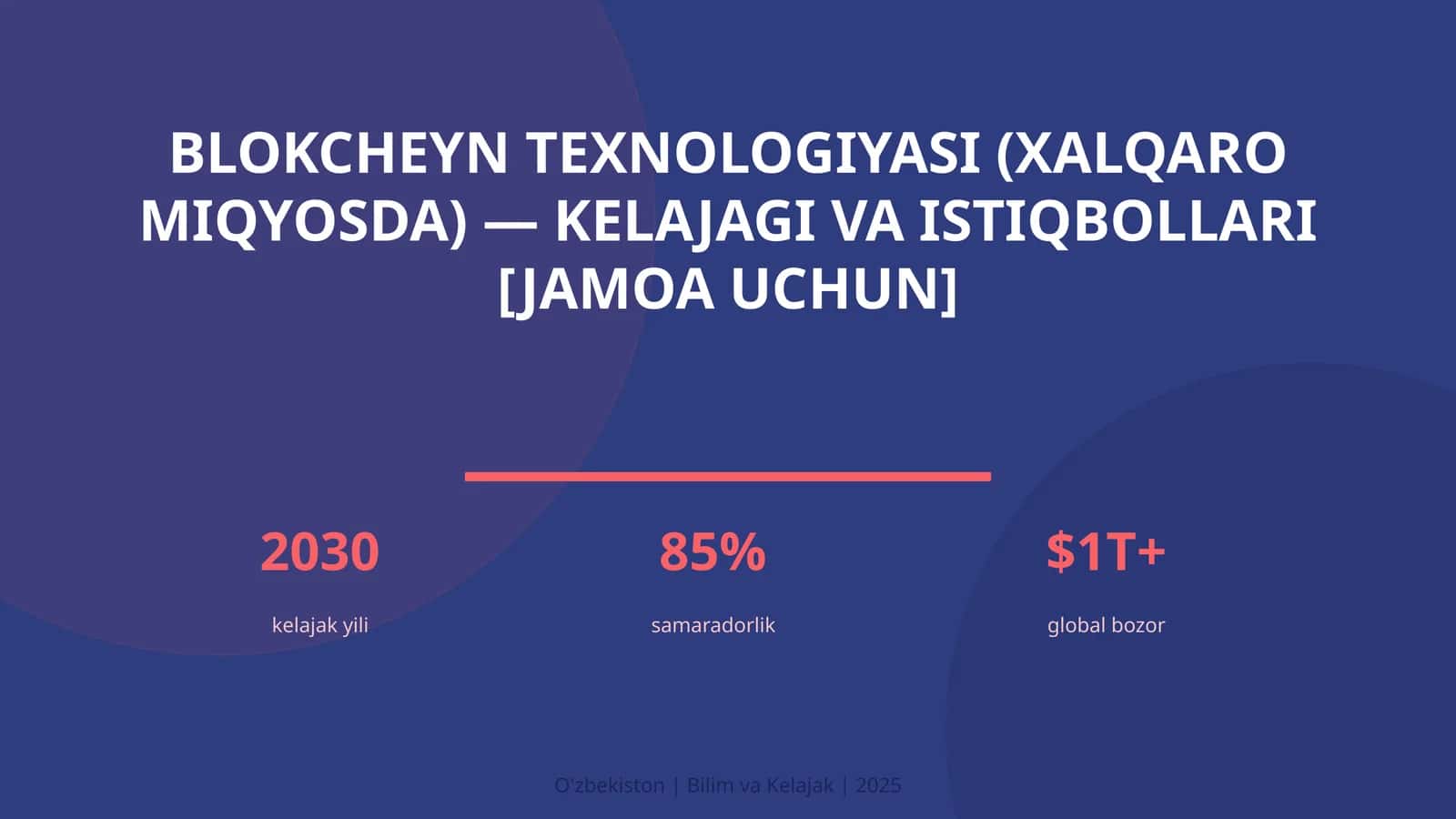 Blokcheyn texnologiyasi (xalqaro miqyosda) — kelajagi va istiqbollari [jamoa uchun]