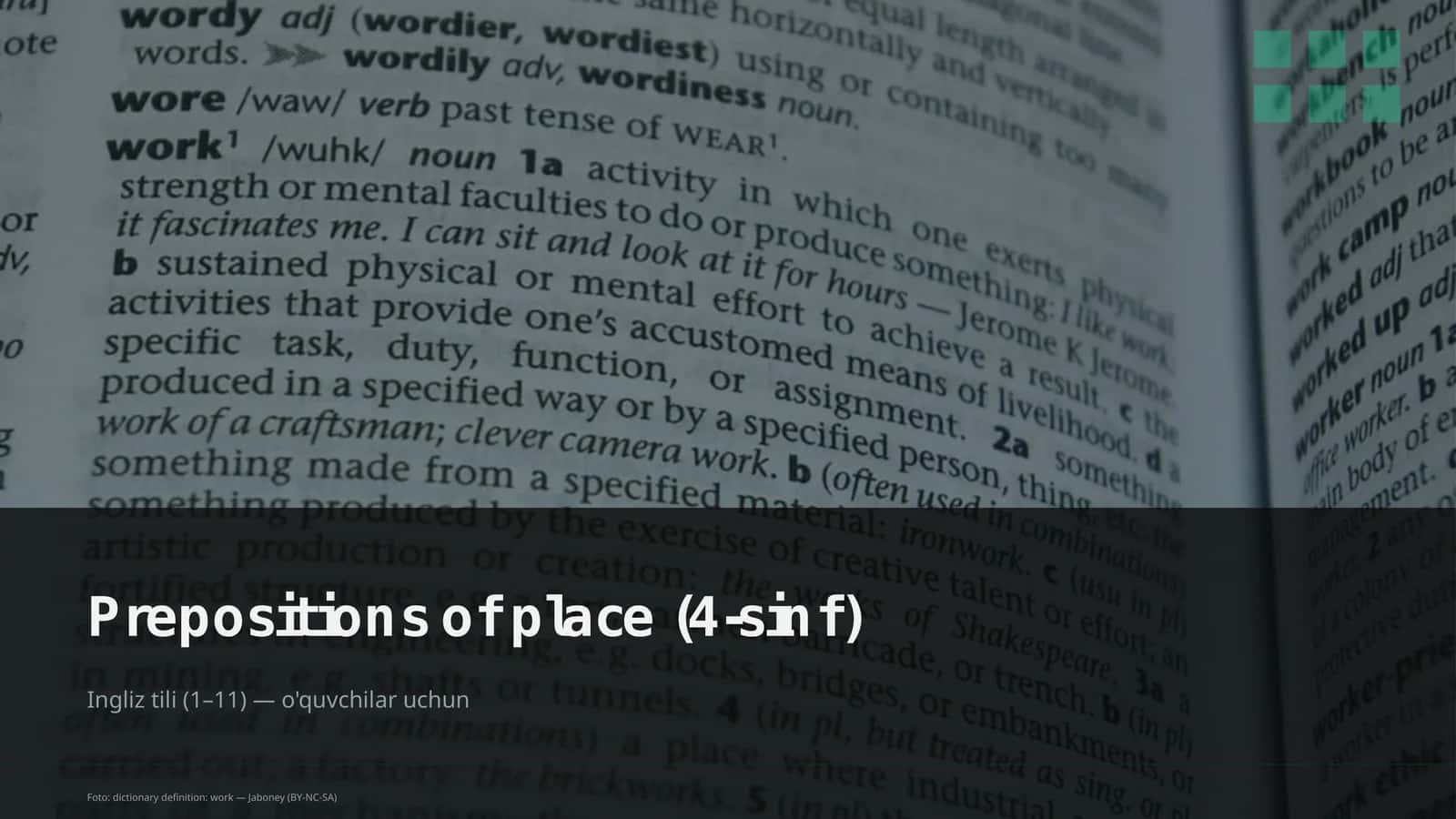 Prepositions of place (4-sinf)