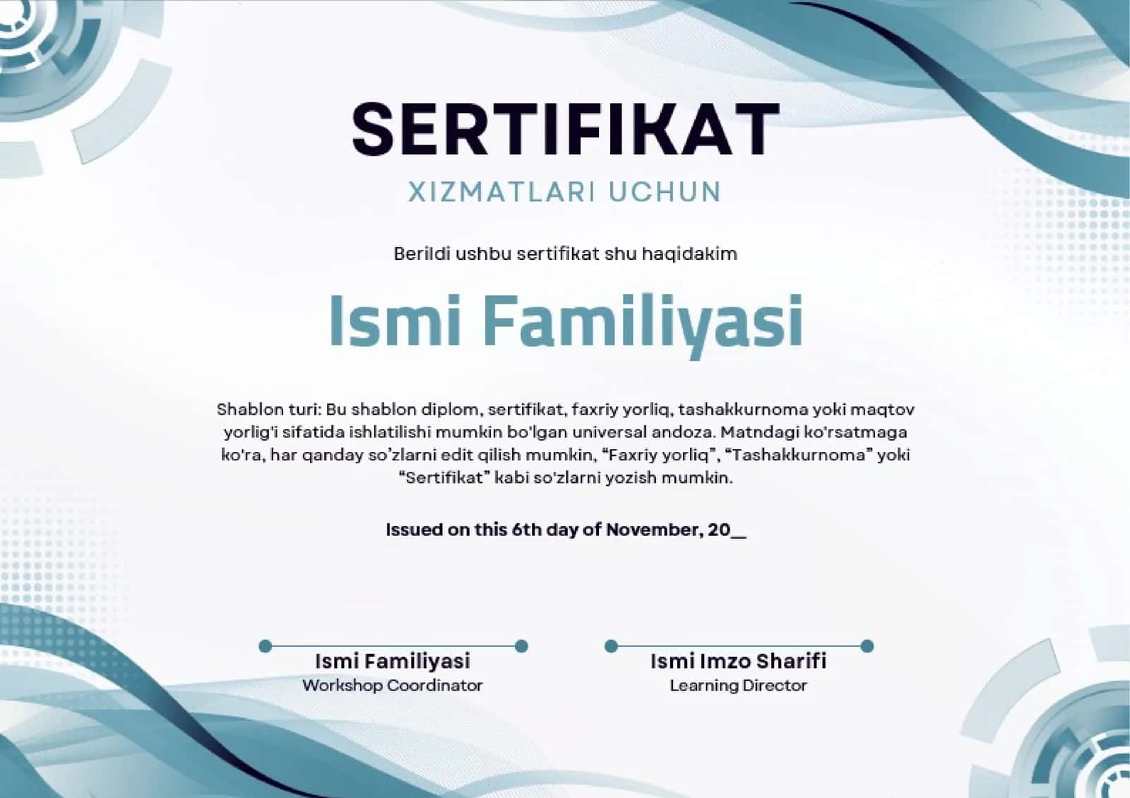 SERTIFIKAT XIZMATLARI UCHUN