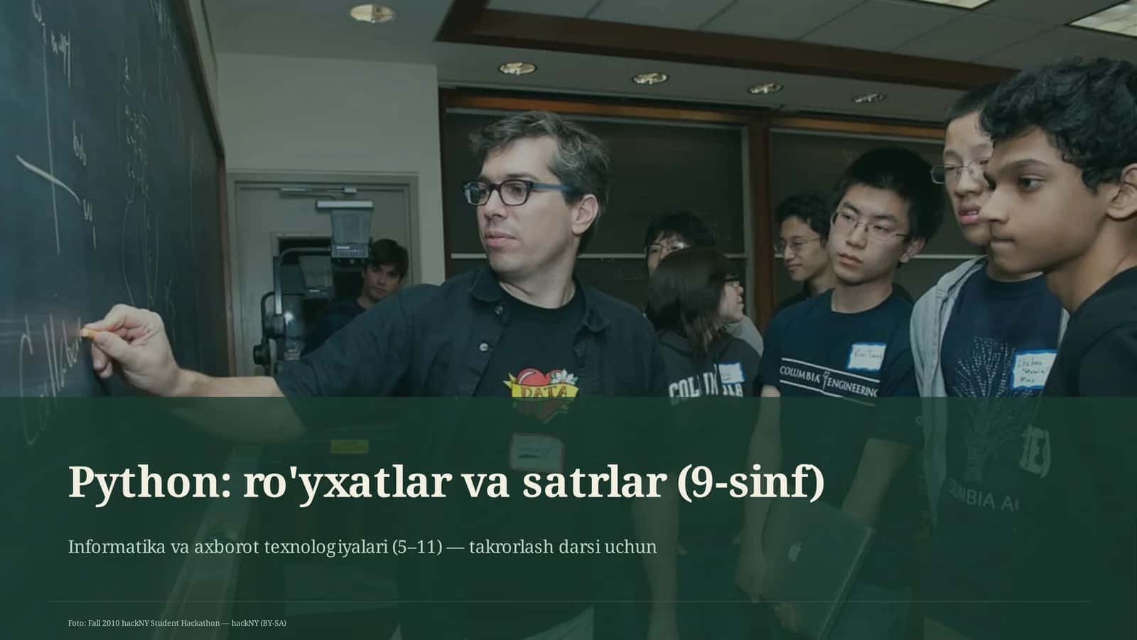 Python: ro'yxatlar va satrlar (9-sinf)