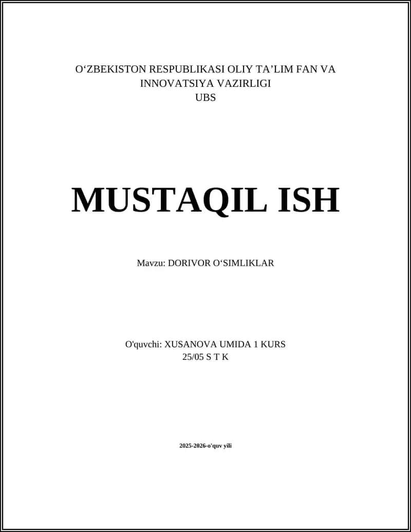 Dorivor Oʻsimliklar