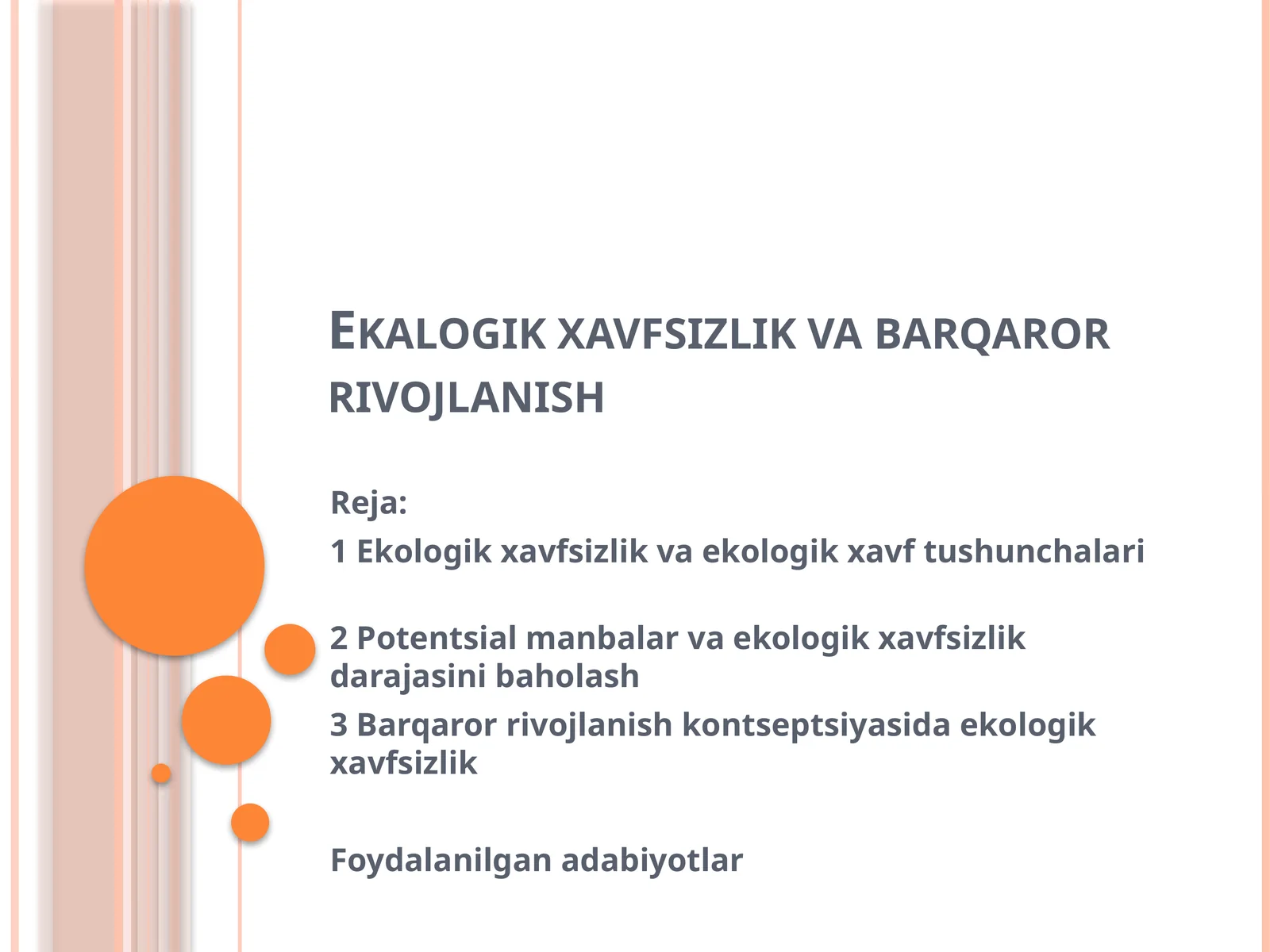 Ekologik xavfsizlik va barqaror rivojlanish