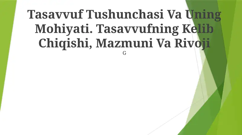 Tasavvuf Tushunchasi Va Uning Mohiyati