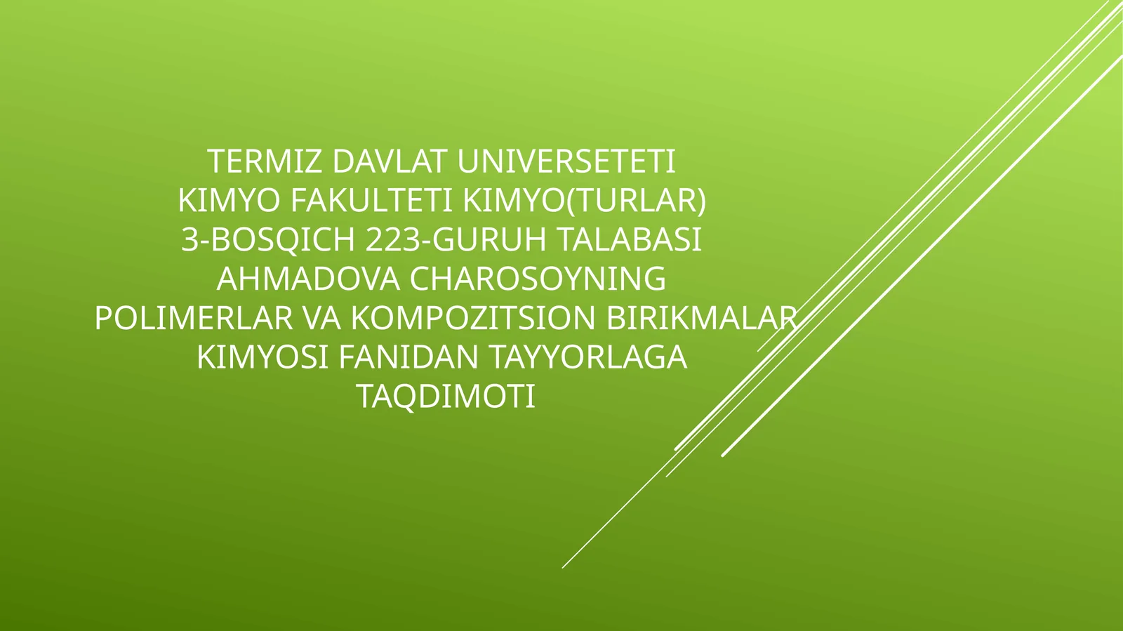 Ahmadova Charosoy - Polimerlar va Kompozitsion Birikmalar Kimyosi