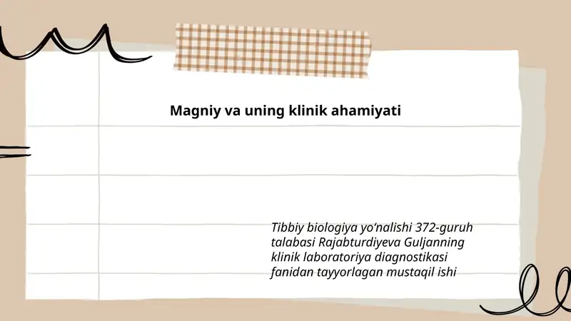 Magniy va uning klinik ahamiyati