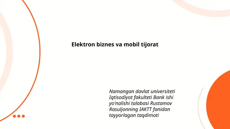 Elektron biznes va mobil tijorat