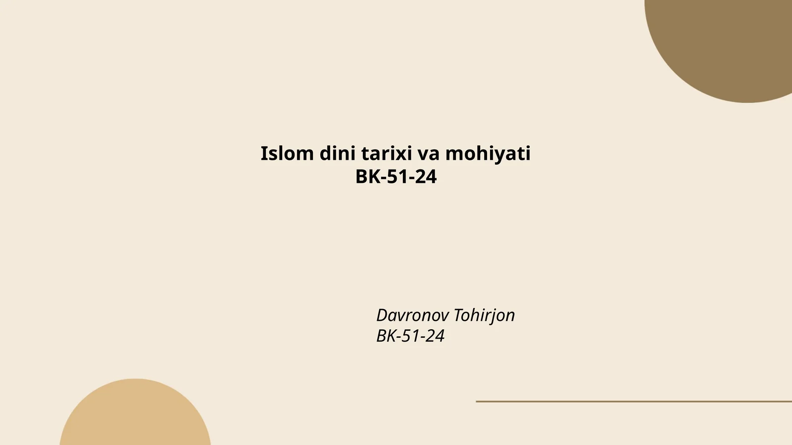 Islom dini tarixi va mohiyati