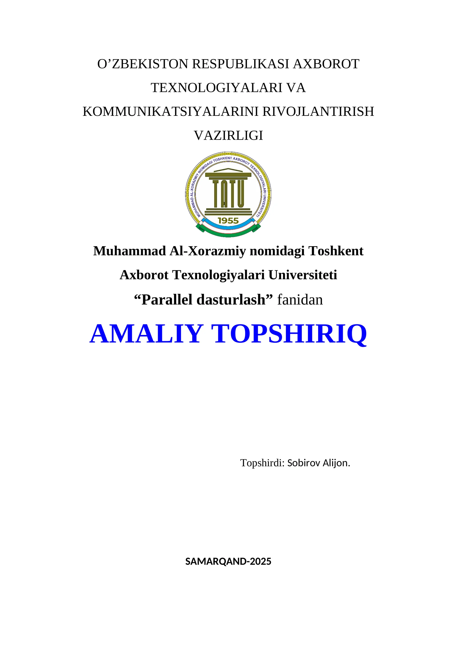 AMALIY TOPSHIRIQ