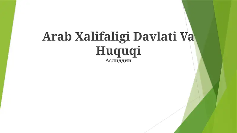 Arab Xalifaligi Davlati Va Huquqi
