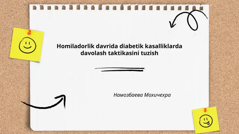 Homiladorlik davrida diabetik kasalliklarda davolash taktikasini tuzish