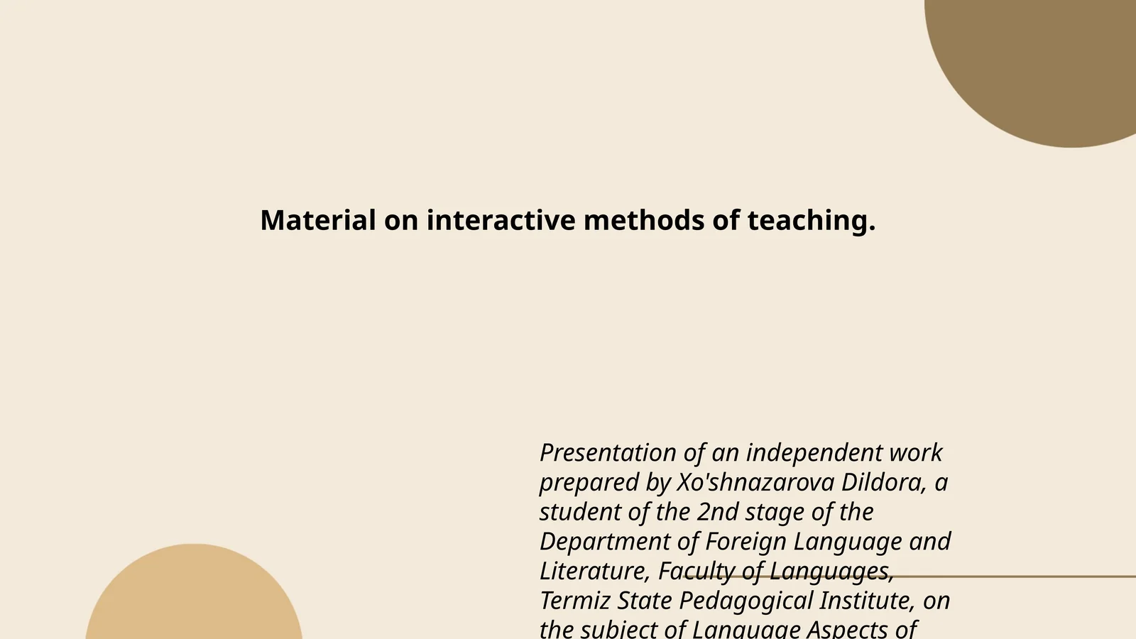 Material on interactive methods of teaching