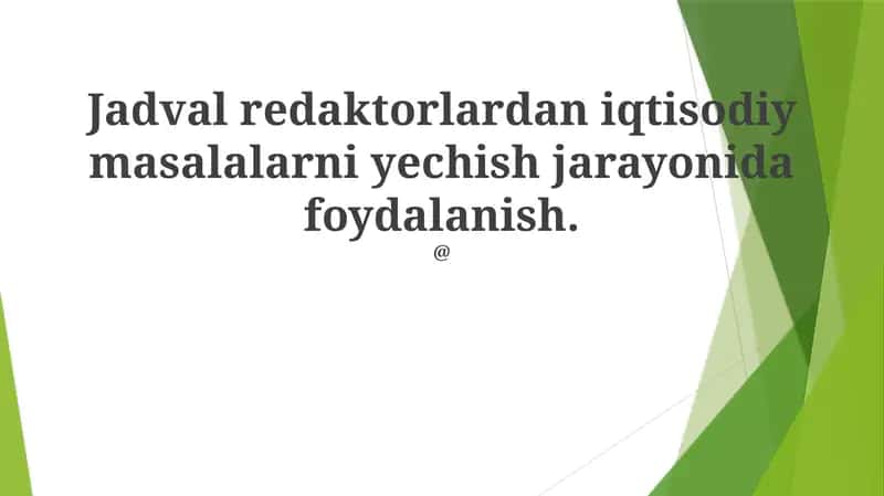 Simulyatsiya va Modellashtirish