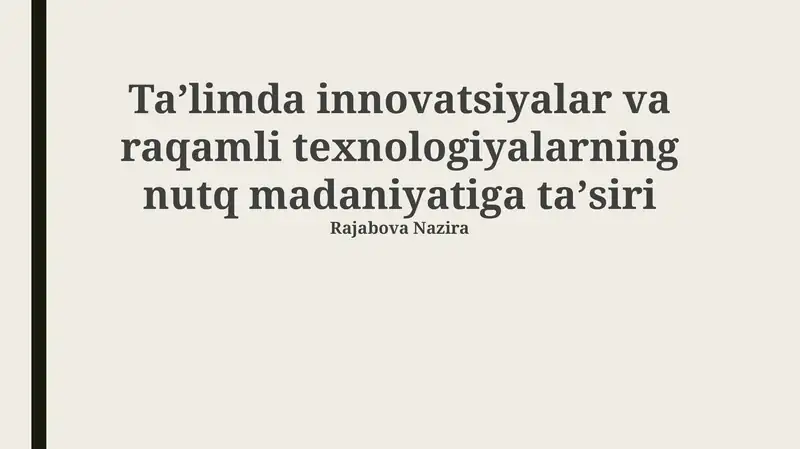 Raqamli inqilob va nutq madaniyati